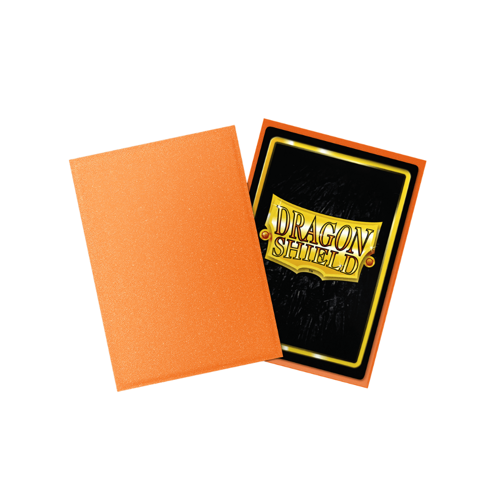 Amber Matte Dragon Shield sleeves with fiery orange finish