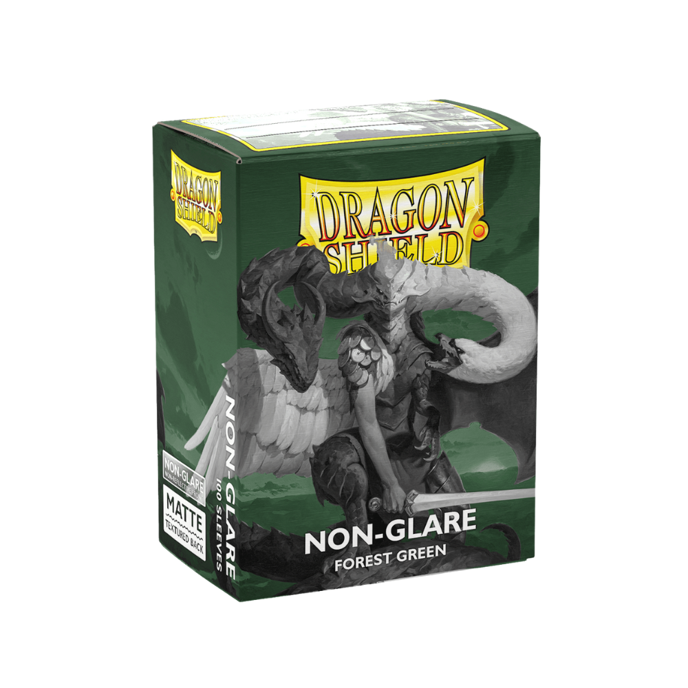 Dragon Shield Matte Non-Glare Sleeves Forest Green box front – 100 standard size sleeves
