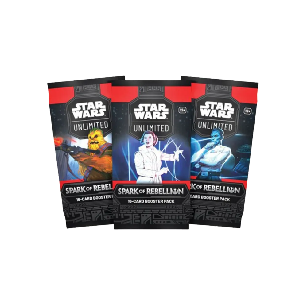 Star Wars Unlimited Spark of Rebellion single booster packs sealed – 16 cards including rare or legendary and leader card