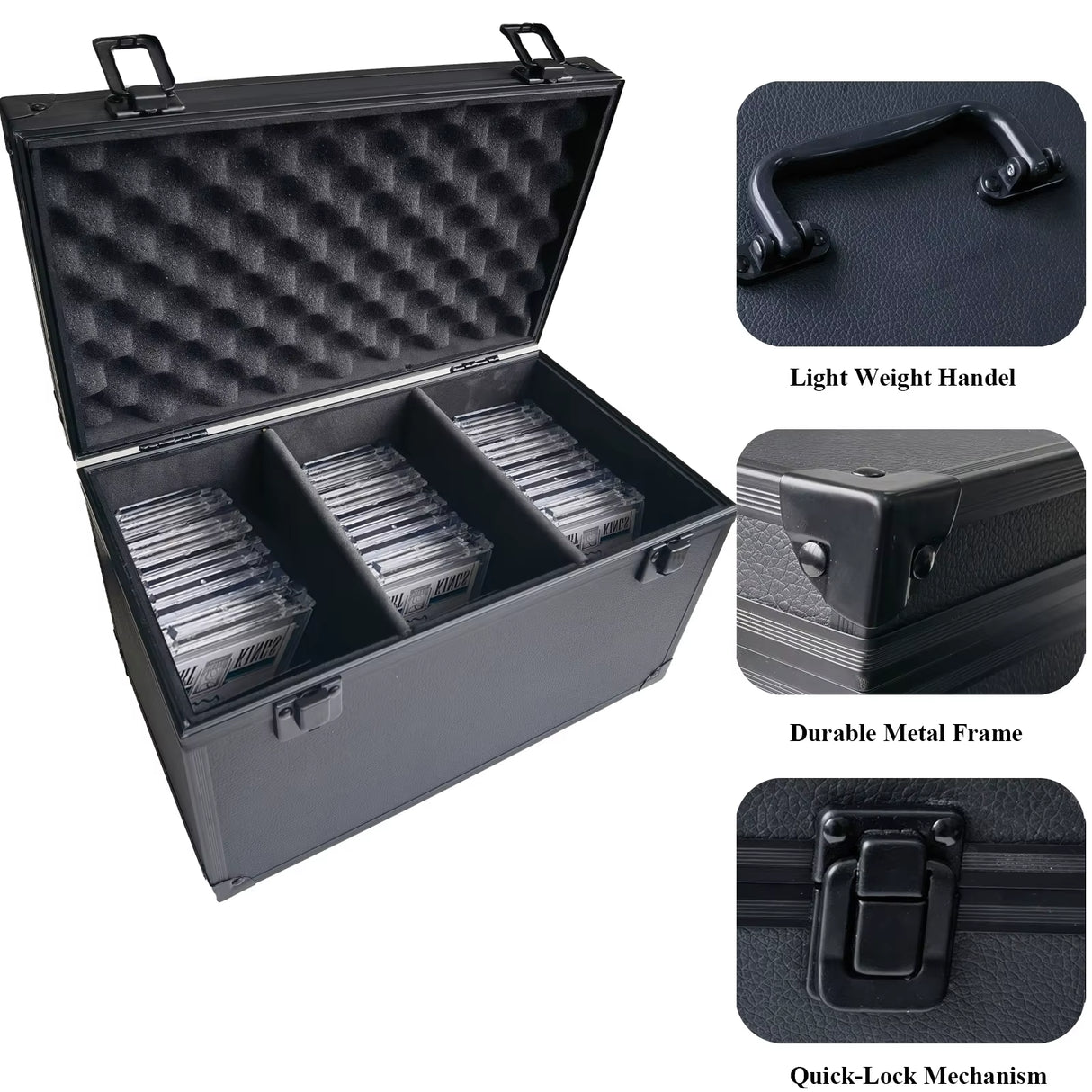 Portable Graded Card Storage Case – Holds 45–60 PSA, BGS, CGC Slabs | Secure Collector Carry Box