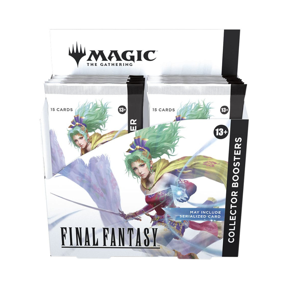Magic: The Gathering Final Fantasy Collector Booster Box featuring crossover artwork and Magic: The Gathering branding