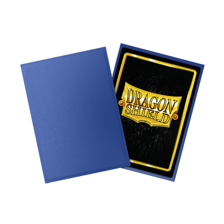 Blue non-glare Dragon Shield sleeves with matte anti-reflective finish