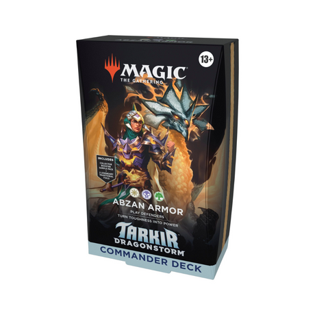 Magic: The Gathering Tarkir: Dragonstorm Commander Deck – Abzan Armor box front with defensive and lifegain-themed artwork